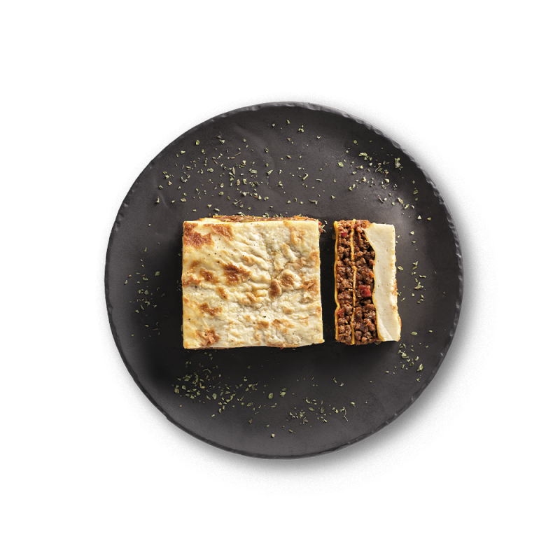 Beef lasagna with goat cheese